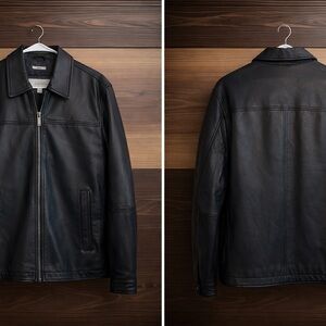 Perry Ellis Lambskin Leather Jacket black small
